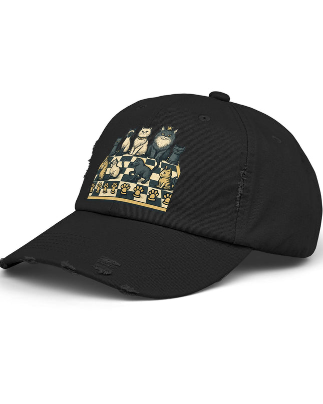 "Chess with cat pieces" Unisex Distressed Cap