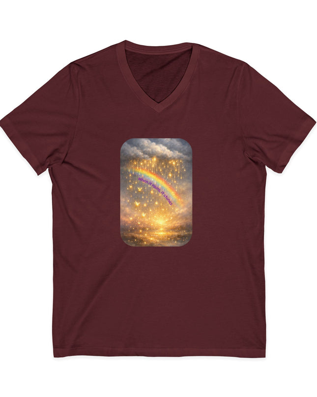"When It Rains, It Shines" Unisex Jersey Short Sleeve V-Neck Tee