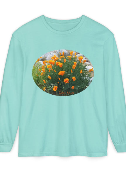 "California Poppies" Unisex Garment-dyed Long Sleeve T-Shirt