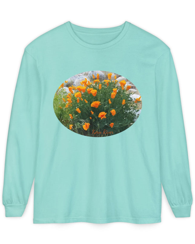 "California Poppies" Unisex Garment-dyed Long Sleeve T-Shirt