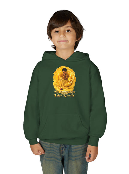 "My Father Says I am Royalty" Youth Heavy Blend Hooded Sweatshirt