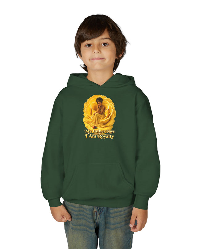 "My Father Says I am Royalty" Youth Heavy Blend Hooded Sweatshirt