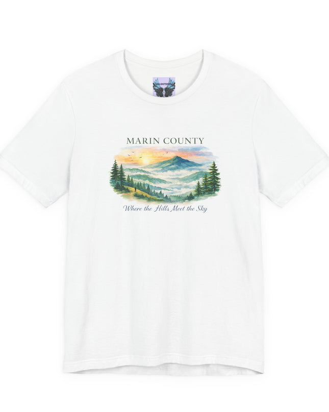 "Marin County, Where the Hills Meet the Sky" Unisex Jersey Short Sleeve Tee