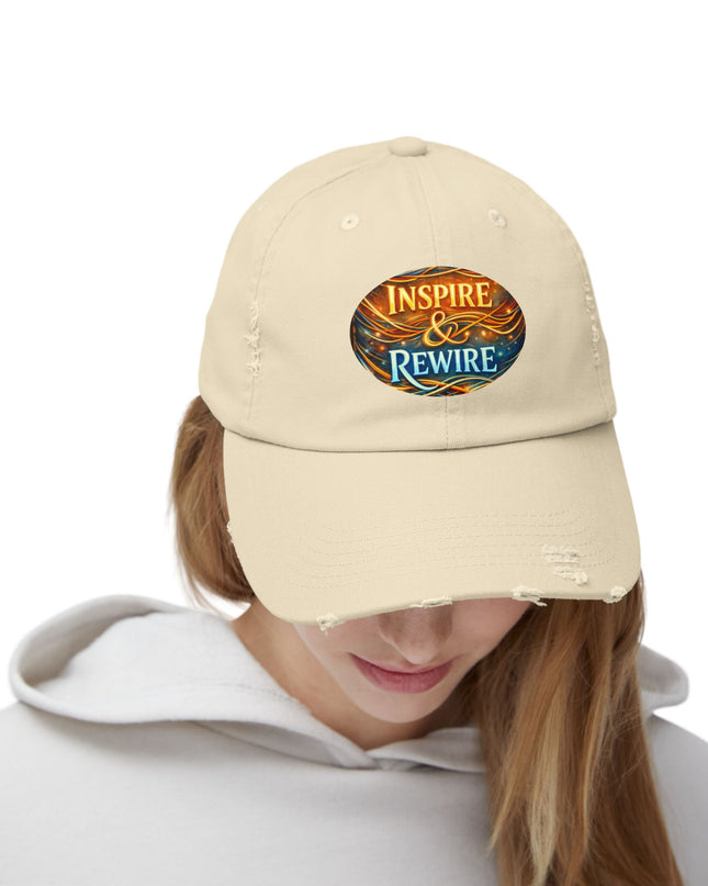 "Inspire and Rewire" Unisex Distressed Cap