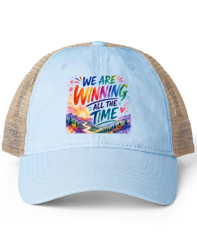 "We are Winning all the Time" Women's Washed Mesh-Back Cap