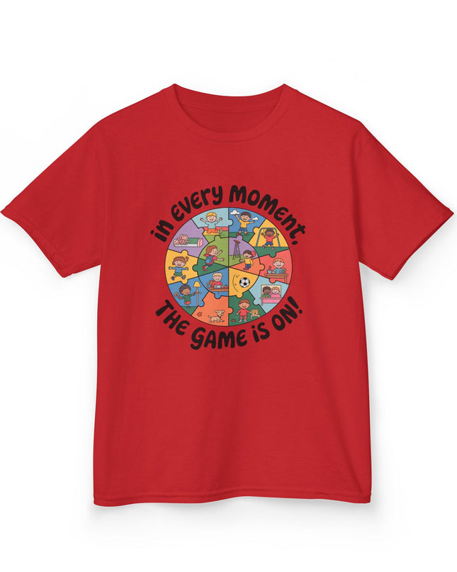 "In every moment, the game is on" Kids Short Sleeve Tee