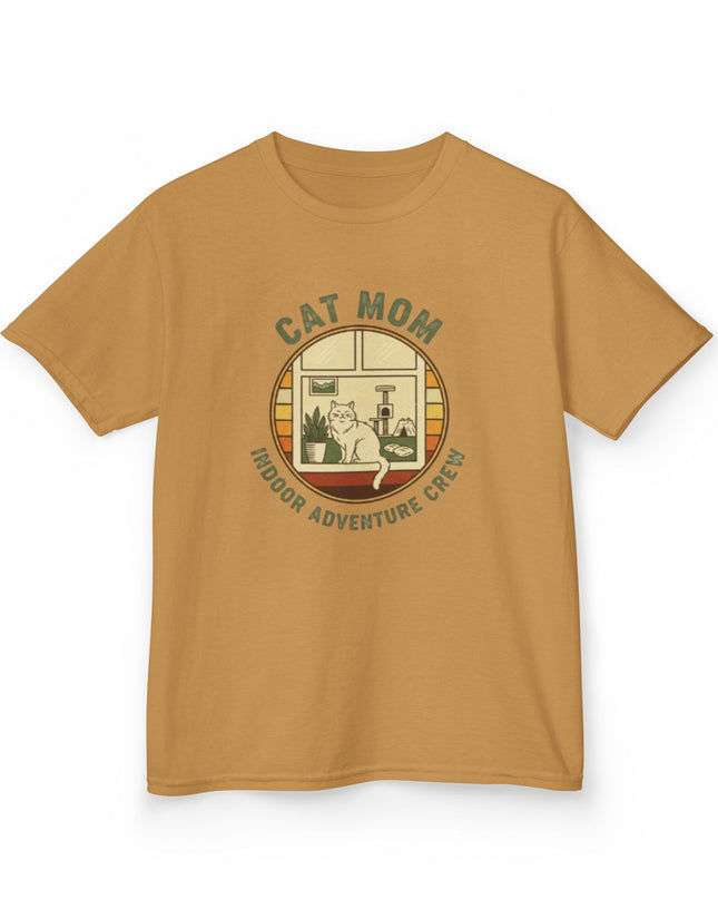 "Cat Mom Indoor Adventure Crew" Kids Heavy Cotton Tee
