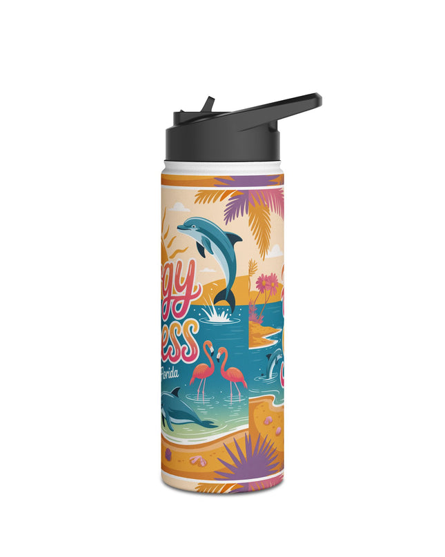 "February in Florida, Energy for Success" Stainless Steel Water Bottle, Standard Lid