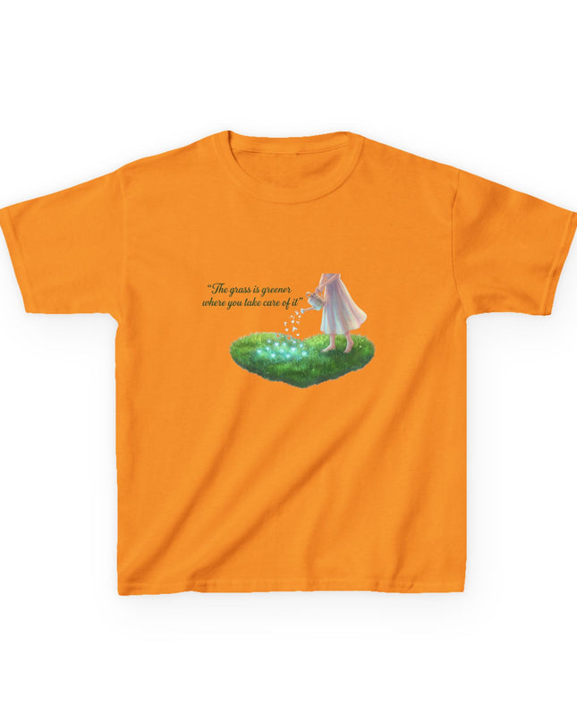 "The Grass is Greener Where You Take Care of It" Kids Heavy Cotton Tee