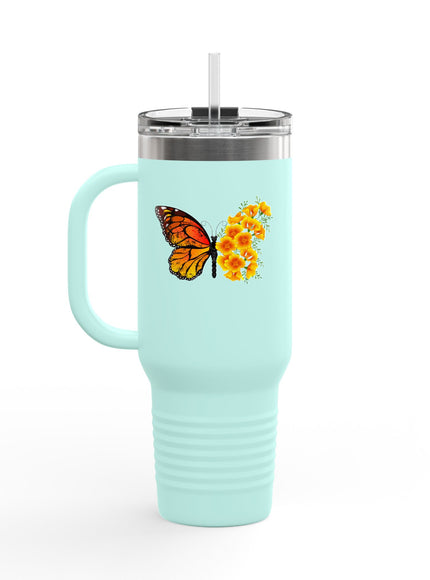 "Butterfly Poppies" Insulated Travel Mug, 40oz