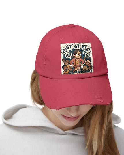 "67 with a Frustrated Elementary Teacher"- Unisex Distressed Cap