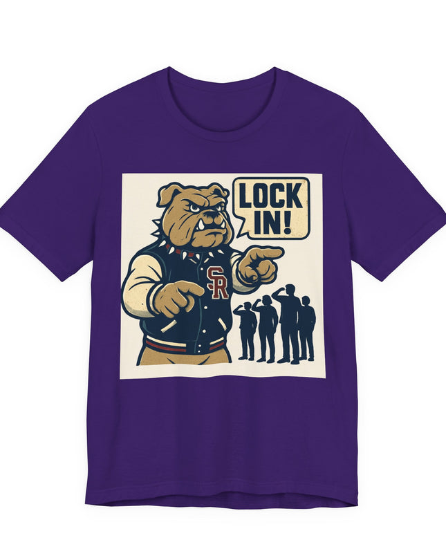 "The Fierce San Rafael High School Bulldog says Lock in!" Unisex Jersey Short Sleeve Tee