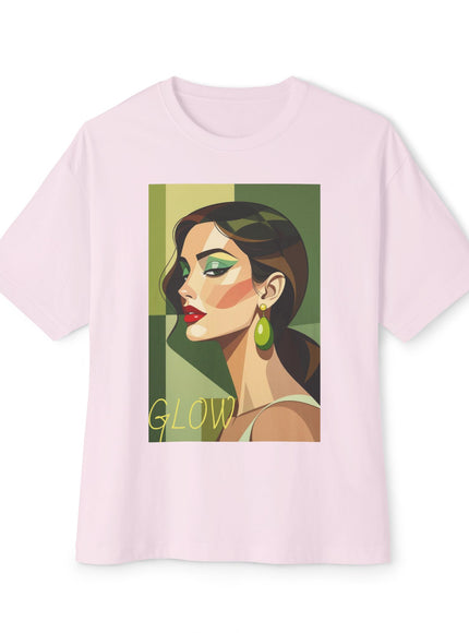 "GLOW Olive Earring Boxy" Oversized M 100% Cotton Tee