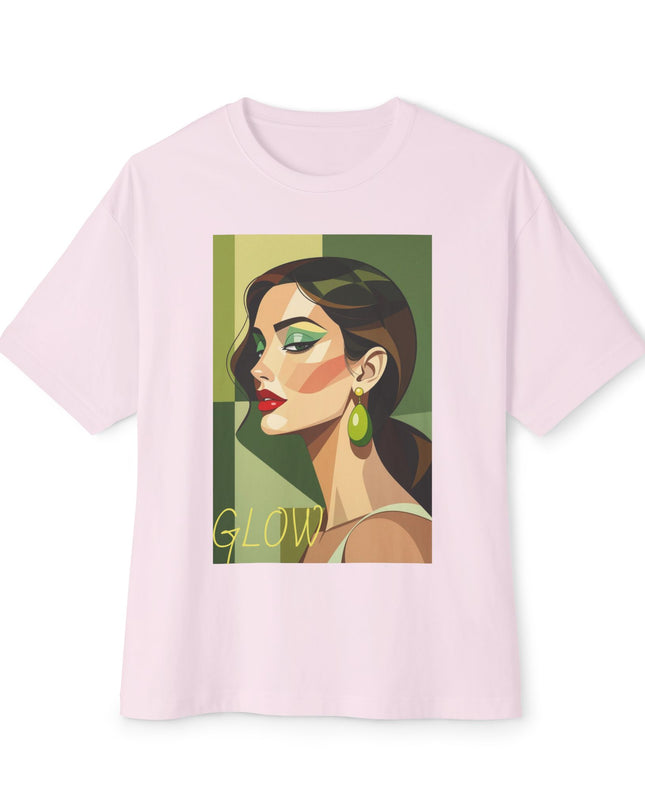"GLOW Olive Earring Boxy" Oversized M 100% Cotton Tee