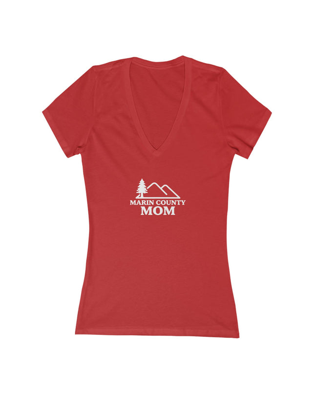 "Marin County Mom" Women's Jersey Short Sleeve Deep V-Neck Tee