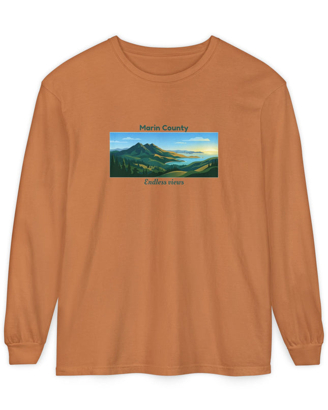 "Marin County - Endless Views" Unisex Garment-dyed Long Sleeve T-Shirt