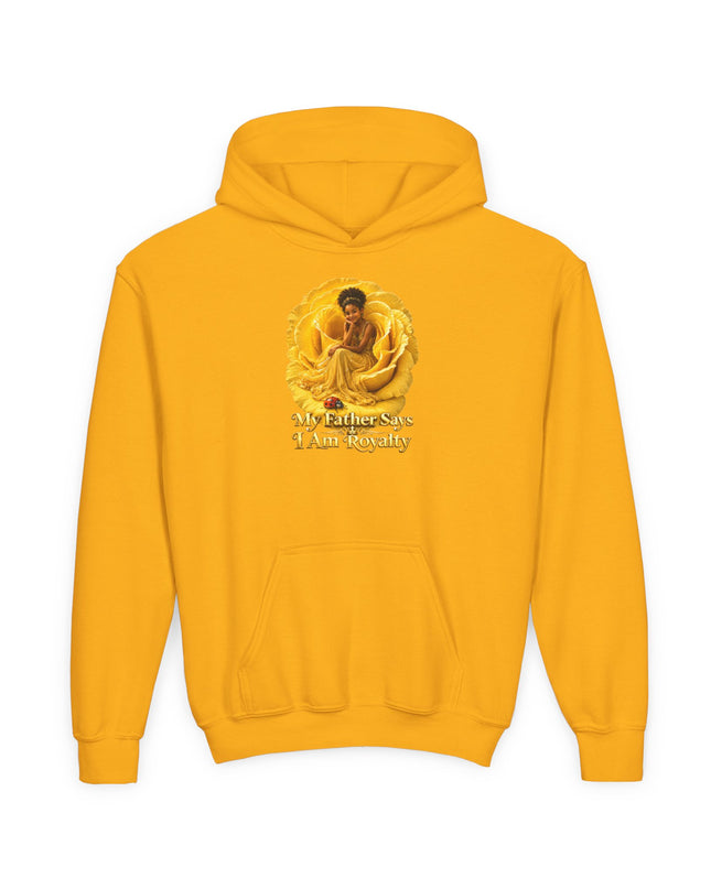 "My Father Says I am Royalty" Youth Heavy Blend Hooded Sweatshirt
