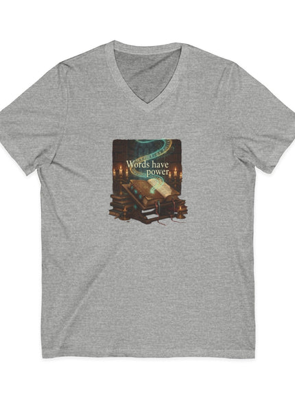 "Words Have Power" Unisex Jersey Short Sleeve V-Neck Tee