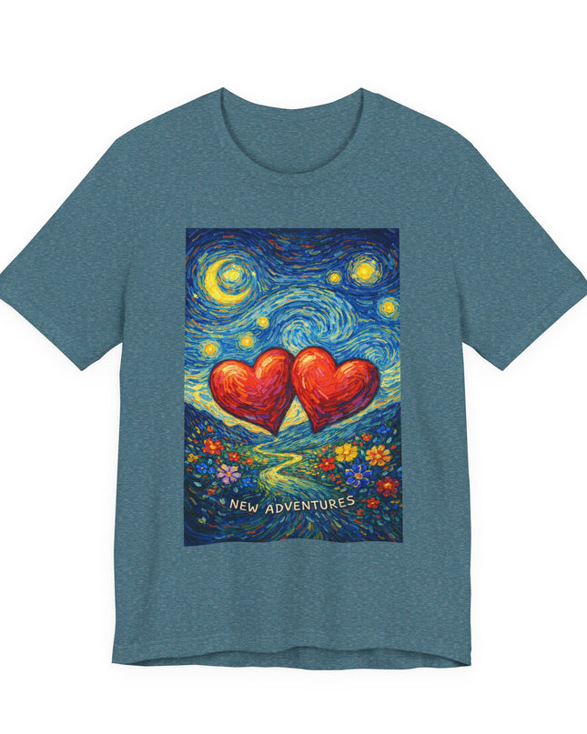 "Valentine's Day, New Adventures - Vincent Van Gogh Style" Unisex Jersey Short Sleeve Tee