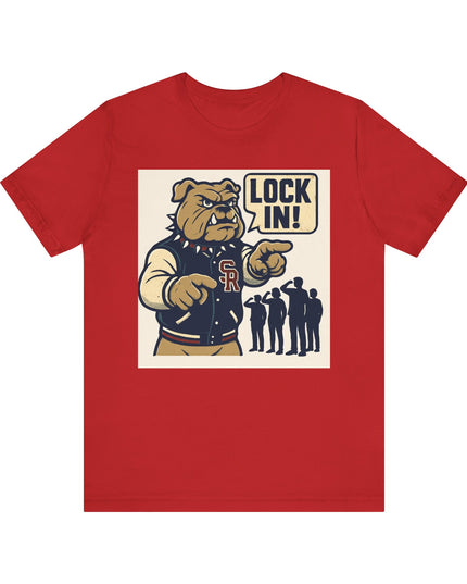 "The Fierce San Rafael High School Bulldog says Lock in!" Unisex Jersey Short Sleeve Tee