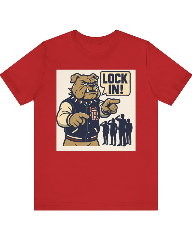 "The Fierce San Rafael High School Bulldog says Lock in!" Unisex Jersey Short Sleeve Tee