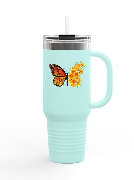 "Butterfly Poppies" Insulated Travel Mug, 40oz