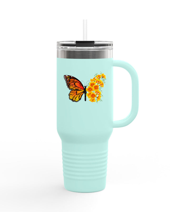 "Butterfly Poppies" Insulated Travel Mug, 40oz