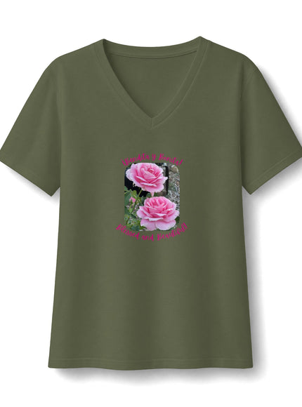 "Bendita y Bonita" Women's Relaxed Jersey Short Sleeve V-Neck Tee