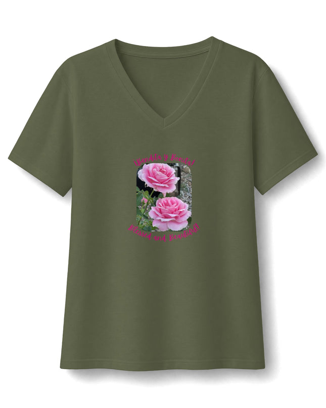 "Bendita y Bonita" Women's Relaxed Jersey Short Sleeve V-Neck Tee