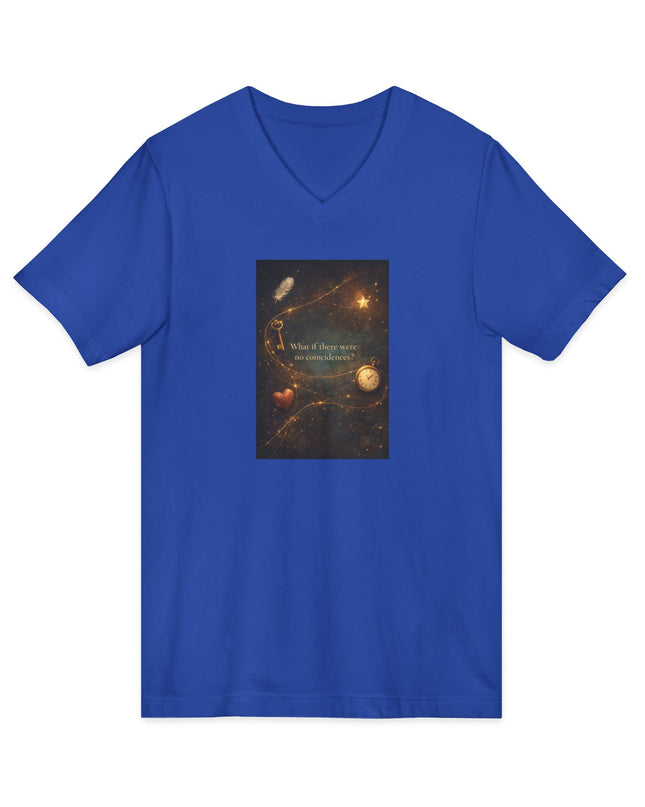 "What If There Were No Coincidences" Unisex Jersey Short Sleeve V-Neck Tee
