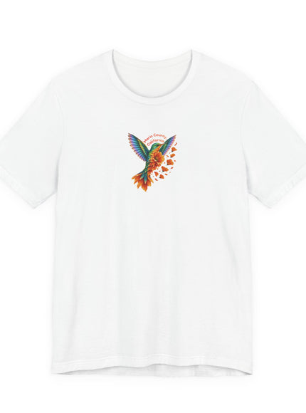 "Hummingbird and Poppies" Unisex Jersey Short Sleeve Tee