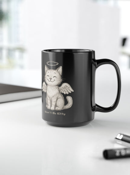 "Wasn't Me Kitty" Black Mug (11oz, 15oz)