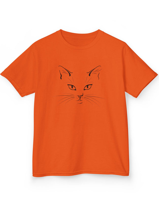"Cat Face Sketch" Kids Heavy Cotton Tee