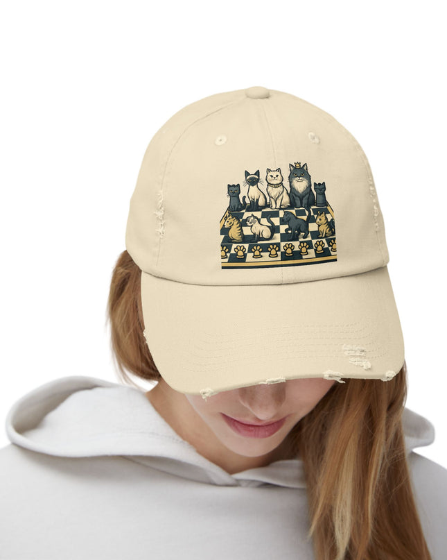 "Chess with cat pieces" Unisex Distressed Cap