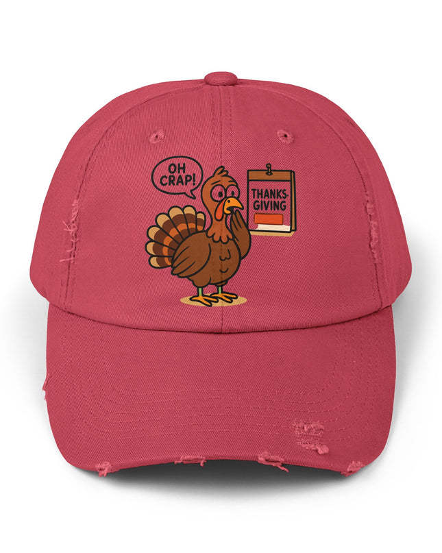"Oh crap, Thanksgiving" Unisex Distressed Cap