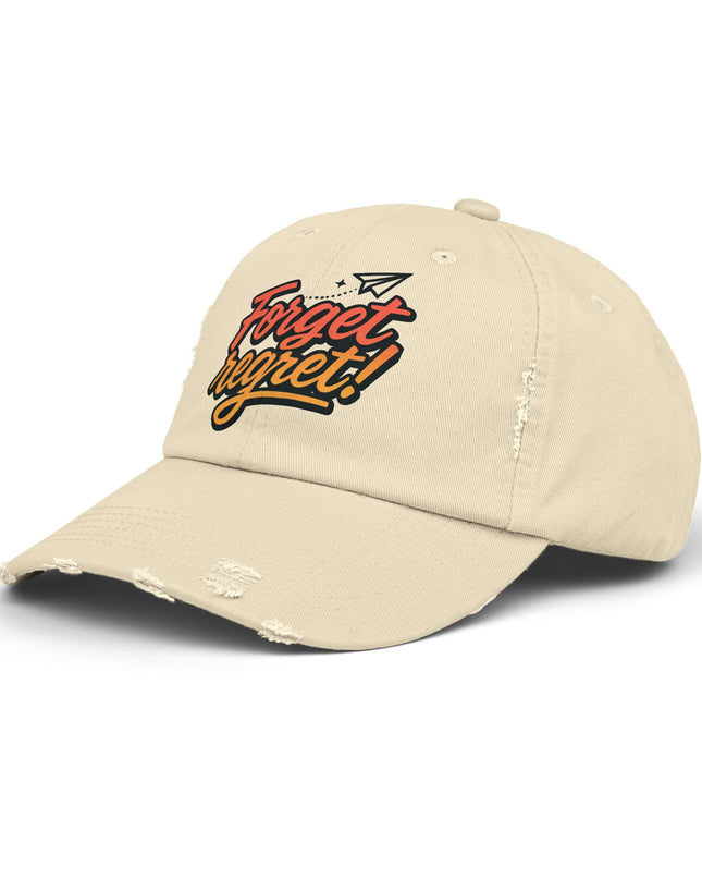 "Forget regret" Unisex Distressed Cap