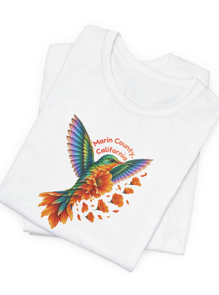 "Hummingbird and Poppies" Unisex Jersey Short Sleeve Tee
