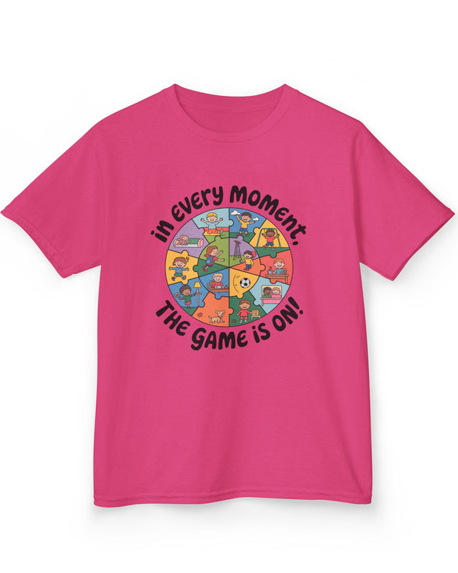 "In every moment, the game is on" Kids Short Sleeve Tee