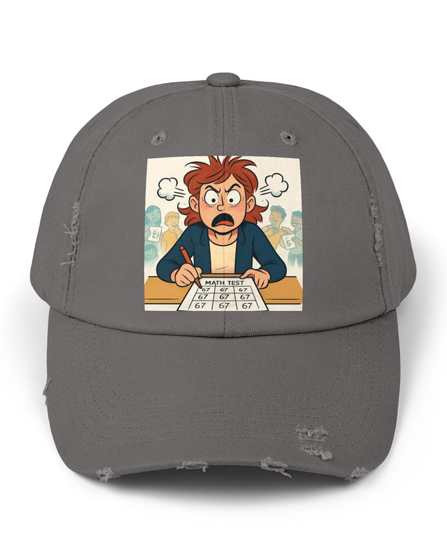 "67 with a Frustrated Math Teacher" - Unisex Distressed Cap