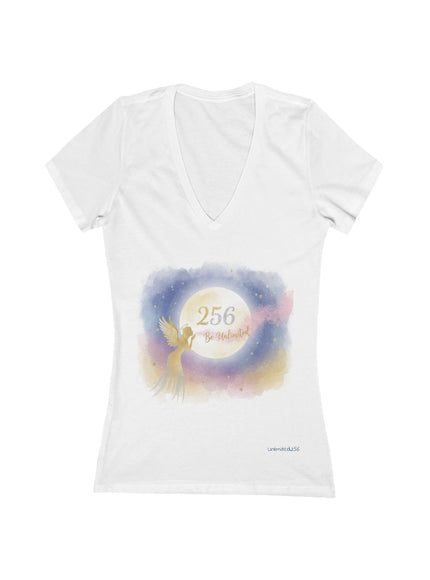 "Angel Whispers – Unlimited" Women's Jersey Short Sleeve Deep V-Neck Tee
