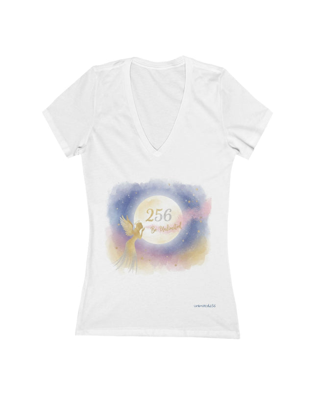 "Angel Whispers – Unlimited" Women's Jersey Short Sleeve Deep V-Neck Tee