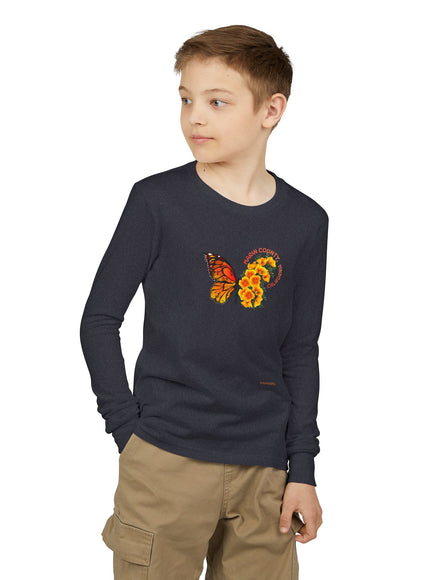 "Butterfly and Poppies" Youth Jersey Long Sleeve Tee