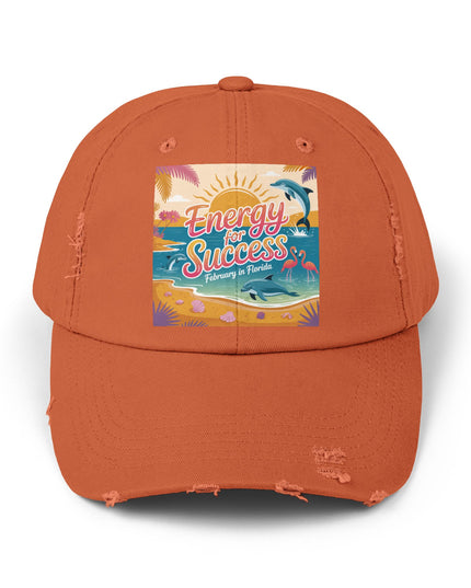 "February in Florida, Energy for Success" Unisex Distressed Cap