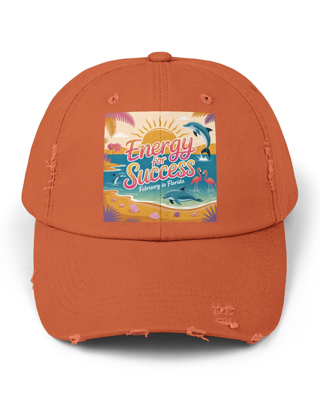 "February in Florida, Energy for Success" Unisex Distressed Cap