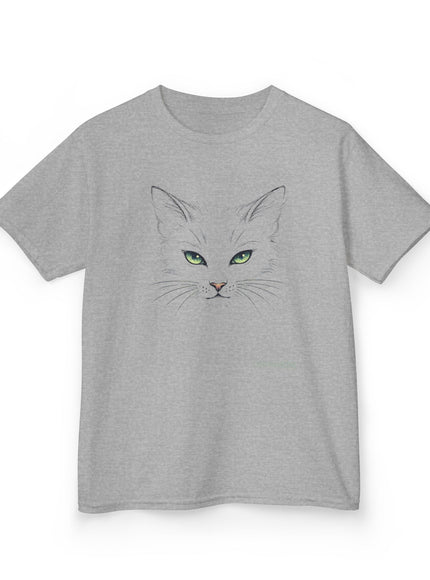 "Cat Face Sketch" Kids Heavy Cotton Tee