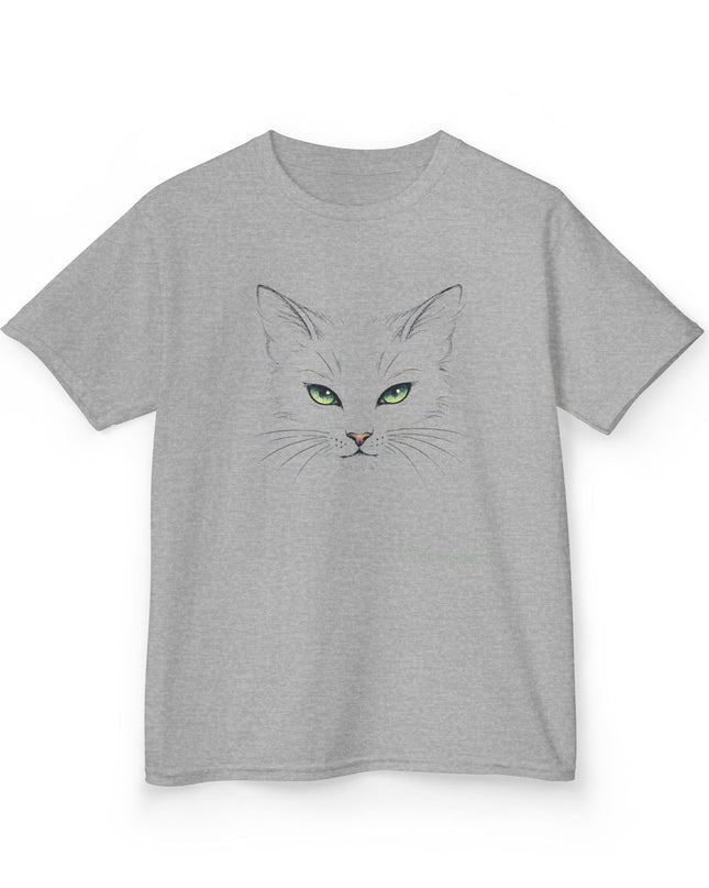 "Cat Face Sketch" Kids Heavy Cotton Tee