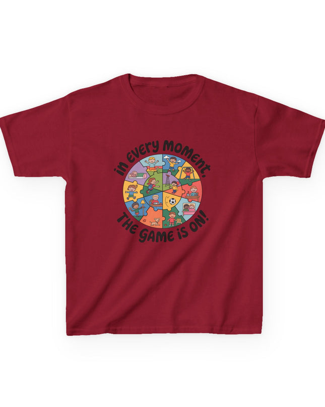 "In every moment, the game is on" Kids Short Sleeve Tee