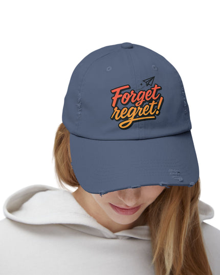 "Forget regret" Unisex Distressed Cap