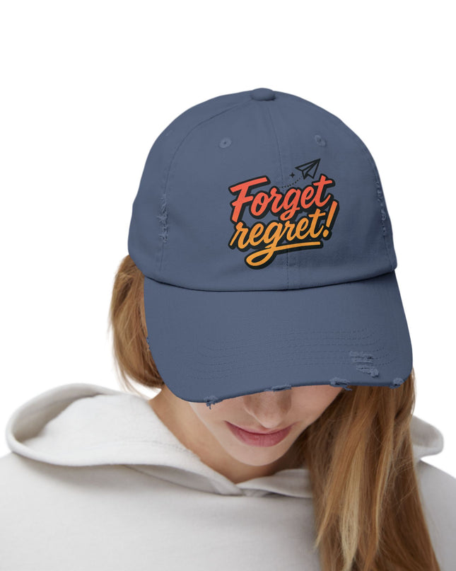 "Forget regret" Unisex Distressed Cap
