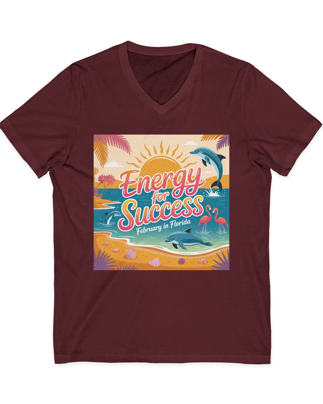 "February in Florida, Energy for Success" Ladies' V-Neck T-Shirt